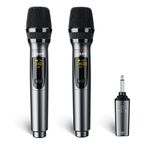 LEKATO 2.4GHz Wireless Microphones, Metal Singing Microphone,Rechargeable Dual Handheld Cordless Mic Up to 30 Hours Runtime,Karaoke Mic Set for Singing,Speech, Church, Party, Home KTV, DJ,Wedding