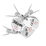 KunBead Mum Big Sister Little Sister Rose Gold Tone Matching Puzzle Heart Charm Birthday Pendant Necklaces set for 3 Mothers Day Gifts from Daughter