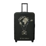 WanderWrap Reversible Luggage Covers & Protectors - Versatile & Washable Luggage & Suitcase Covers | Anti-Scratch Suitcase Cover for Travel, Black Hot Air Balloon, Small (48-53 x 32-36 x 20-24cm),