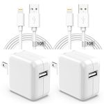 iPhone Charger and Lightning Cable 10ft 2Set,12W iPad Charger Block with Extra Long 10 ft iPhone Charger Cord Apple MFi Certified,2.4A Foldable USB Wall Charger for iPhone 14/13/12/11/XS/8/7/6/5,iPad