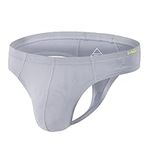 JINSHI Men's Thong Super Soft Comfortable Bulge Enhancing Underwear G-String Silver Gray XL