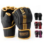 EVO Fitness Matte Black MMA Gloves Martial Arts Mitts Grappling Sparring Men Muay Thai Cage Fighting Boxing Combat Sports Women pink UFC Punching Bag Training (Large, Golden)