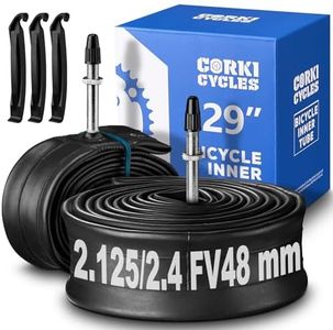 Corki Cycles 29 Inch Mountain Bike Tube 29 x 2.125 2.25 2.3 2.35 2.4 Presta Valve 48mm, Butyl Rubber 29 Inch Bike Tire Tube 2-Pack