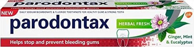 Parodontax Herbal Fresh Toothpaste, 150.0 millilitre, Gum Health and Plaque Removal, Natural, Unisex Adults, 1 Tube/75ml, Mint, Fluoride, Sodium Bicarbonate