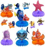 12 Pcs Underwater fish Party Supplies, Honeycomb Centerpieces 3D Double Side Underwater fish Party Decorations, Children's Underwater fish Birthday Party Desktop Decoration