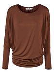 Lock and Love Women' s Flowy and Comfort Draped Long Sleeve Batwing Dolman top S-3XL Plus Size, Wt826_rust, XX-Large