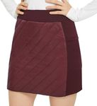 FitsT4 Sports Women's Puffer Skirts Lightweight Quilted Sport Skorts Insulated Warm Snow Skirts Hiking Running Golf Burgundy Size XL