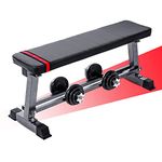 Lions Weights Bench with Dumbbell Rack, Weight Training Bodybuilding Chest Exercise Bicep Press up Abs Sit up Full Body Workout Fitness Flat Bench