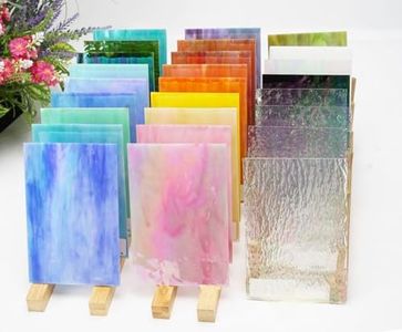 Lanyani 26 Sheets Sparkly Iridescent Stained Glass Sheets Variety Assortment Pack, Opaque Shimmery Art Glass Sheets for Mosaic DIY Glass Crafts,4x6 inches