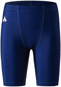 Eteoepo Boys Swim Jammers - Youth Kids Competitive Swim Team Suit Athletic Swimming Shorts Swimsuit UPF 50+(Navy Blue,S)