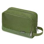 WANDF Toiletry Bag Water-Resistant Nylon Travel Wash Bag Lightweight Dopp Kit for Men and Women(A-Pure Army Green)