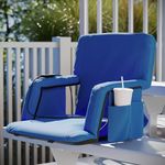 Flash Furniture Malta Heated Stadium Seat with Back Support, 6 Recline Positions, Portable Chair with Backpack Straps, USB Battery Pack Not Included, Blue