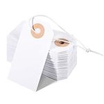 100 Pack White Blank Tags with Elas