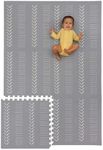 CHILDLIKE BEHAVIOR Baby Play Mat - Play Pen Tummy Time Mat & Crawling Mat Foam Play Mat for Baby with Interlocking Floor Tiles 72x48 Inches Puzzle - Baby Floor Mat Infants & Toddlers (X-Large, Grey)