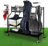 Yes4All Golf Storage Garage Organizer, Golf Bag Storage Stand and Other Golfing Equipment Rack, Extra Storage Rack for Golf Clubs,Black