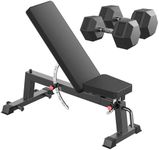 HANDBODE Adjustable Weight Bench Set with 50LB Dumbbell Pair, 1300 LBS Capacity Home Gym Bench for Weightlifting, Strength Training, Flat, Incline, Upright