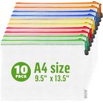 10 Pack A4 Mesh Zipper Pouch Bags - Plastic Zipper Pouches for Organizing 13.5x9.5 in - Document Bags With Zipper - Letter Size Zipper Pouch - Document Pouch With Zipper - Mesh Pouch With Zipper