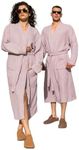 ORMES Muslin Unisex Bathrobe Women & Men, Turkish 100% Cotton Kimono Lightweight Robe | Long Robes Soft, Absorbent, Spa robes (CA/US, Alpha, Small, Medium, Regular, Regular, Beige)