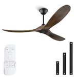 Uaikiea 70 inch Large Ceiling Fan without Light, Wood Outdoor Ceiling Fan no Light 3 Blades Propeller Ceiling Fan 6 Speed Reversible Noiseless DC Motor for Indoor Bedroom Farmhouse Patios