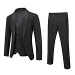 Boyland Men’s 3 Pieces Suit Shawl Lapel Tuxedo Suits Shawl Lapel One Button Tux Jacket Vest Trousers Dinner Wedding Black