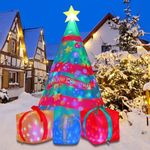 COMIN 7 FT Christmas Inflatables Tree Outdoor Decorations Blow Up Yard Present Box with Built-in LEDs for Indoor Party Garden Lawn Decor