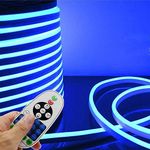 LED NEON Light, IEKOV™ AC 110-120V Flexible LED Neon Strip Lights, 120 LEDs/M, Dimmable, Waterproof 2835 SMD LED Rope Light + Remote Controller for Home Decoration (65.6ft/20m, Blue)