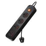 Portronics Power Plate 12 Extension Board with 4 Universal Sockets, 2 Meter Long Cord, 1500 Watt, Fireproof Material, Multi Plug for Home Appliances (Black)