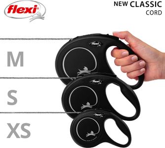 flexi New Classic Retractable Dog Lead, Medium, Black