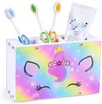 Kids Toothbrush Holders for Bathrooms Accessories Organizer, 3 Slots Toothbrush and Toothpaste Holder Slip Resistant Toothbrush Holders Storage with Drainage Hole