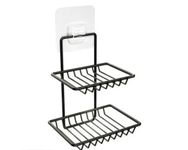 Royal Brothers Wall Mounted Double Layer soap Dish Holder Stainless Steel Wall Hanging Soap Storage Rack for Kitchen Bathroom-with Self Adhesive Magic Sticker (Metal)