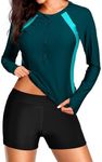 Dokotoo Women's Long Sleeve Shirts Sun Protection 1/4 Zip Summer Quick Dry Surfing Tops Hiking Shirts Sea Green X-Large