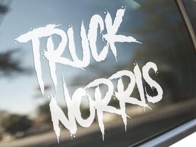 Truck Norris | Chuck Funny Truck Car Window Decal Sticker Graphic | Gloss White | 5 x 4 inch