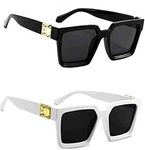 DANNILO UV Protected Square Sunglasses inspired from Badshah Sunglasses, Sahil Khan & Jass Manak Combo Pack Of 2 Sunglasses (White And Black)