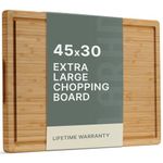 LARHN Extra-Large Bamboo Chopping Board for Kitchens - 44.5 x 25 x 2 cm - Thick Wooden Chopping Boards for Cutting, Slicing and Carving Meat, Fish and Vegetables