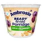 Ambrosia Ready to Eat Porridge Pot, Apple and Blueberry Layer, 210 g (Pack of 6)