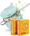 POPSMITH Mint Stovetop Popcorn Machine - 6 Quart, 10 Popcorn Kits (5 Movie Theater, 5 Kettle Corn), Stainless Steel