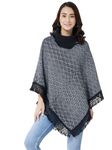 Pivl Wool Blend Poncho-Mix Grey