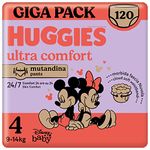 Huggies Ultra Comfort Nappies Size 4 (9-14 kg), Breathable Panties, Disney Design, Giga Pack, 120 Pcs