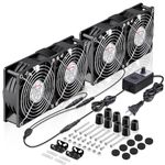 Wathai 120mm x 4 Dual Ball Computer Fan 110v - 240v with Variable Speed Control,for,Garage Attic Window Exhaust,GPU Mining Rig,Server Rack,AV Cabinets,Home Theater Cooling