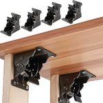 DXIA 4 Pack Folding Lock Extension Table Bed Leg Feet Support,Folding Shelf Bracket,Self-Locking Hinge Table Leg Fittings and Gussets,for Folding Legs Folding Workbench Folding Desktop Expansion