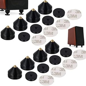 UHAPEER Juego de 8 clavijas para altavoces, patas de aleación de aluminio, soporte para altavoces, absorción de golpes, soporte para altavoces de alta fidelidad, reproductor de CD y DVD, color negro