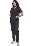 UNIFORM CRAFT Women’s Designer Scrub Suits DSDX01 || 6 pocket scrubs, cargo pockets | Ideal for doctors, dentists, vets, nurses & healthcare professionals (Black, S)