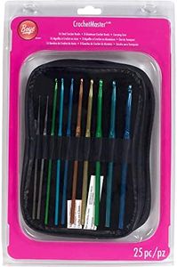 Boye Ergonomic Steel and Aluminum Crochet Hook Set, Sizes 00-14 and D-K, Multicolor 25 pcs