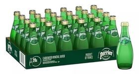 Perriers Carbonated Mineral Water, 12 Glass Bottles, 330 ml Each (France)