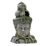 MUYIRTED Aquarium Decoration Buddha Large Fish Tank Decorations Cave Hiding, Resin Green Plants Covered Rock Aquarium Ornaments 27.5x18x10cm