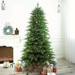 Realistic Norway Spruce Christmas Tree Prelit with LED Lights Slim Shape (7ft)