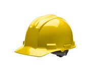 Bullard 3-Rib S51 Flat Front Cap Style Safety Hard Hat with 4-Point Ratchet Suspension and Cotton Brow Pad, Yellow