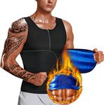 Mulnall Sauna Vest for Men Waist Trainer Vest with Zipper Workout Sauna Suit with Adjustable Waist Trimmer Belt(UKBH10072-01-XXXL)