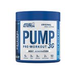 Applied Nutrition Pump 3G Pre Workout Energy Drink Focus & Performance, Creatine Monohydrate, AAKG, Citrulline, Beta Alanine, Caffeine Vitamin B Gold Complex, ICY Blue Raz, 375 g