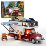 FUNWHOLE Lighting Camper-Van Building Set - The Camper Vehicles Construction Building Model Set 1741 PCS for Teen and Adults with LED Lighting Kit